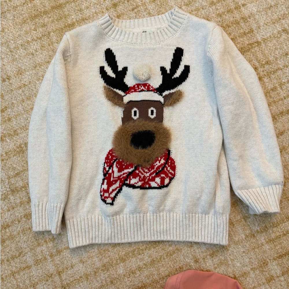 H&M Cream Reindeer Kids Sweater
